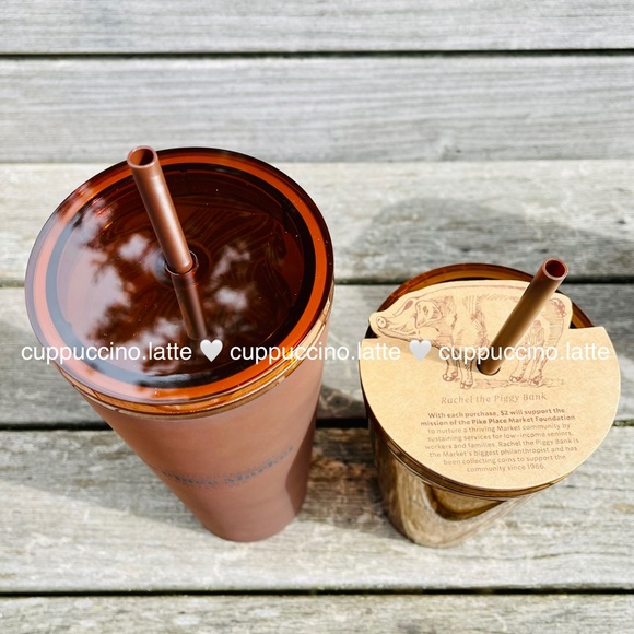 🤎NEW SET🤎2 Starbucks Pike Place Amber First Store Tumblers - Picture 4 of 5